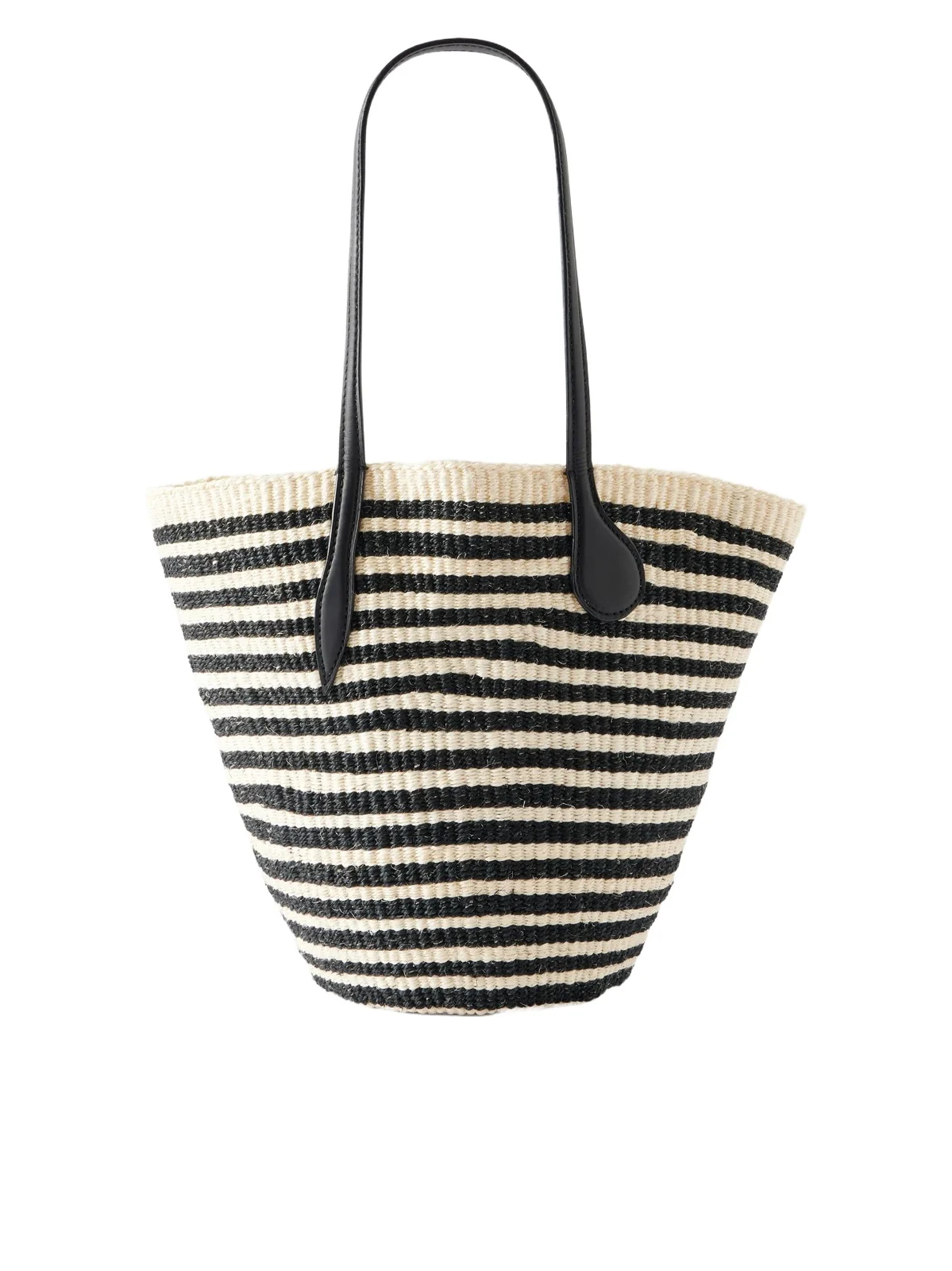 Striped Leather-trimmed Sisal Shoulder Bag Striped Leather-trimmed Sisal Shoulder Bag