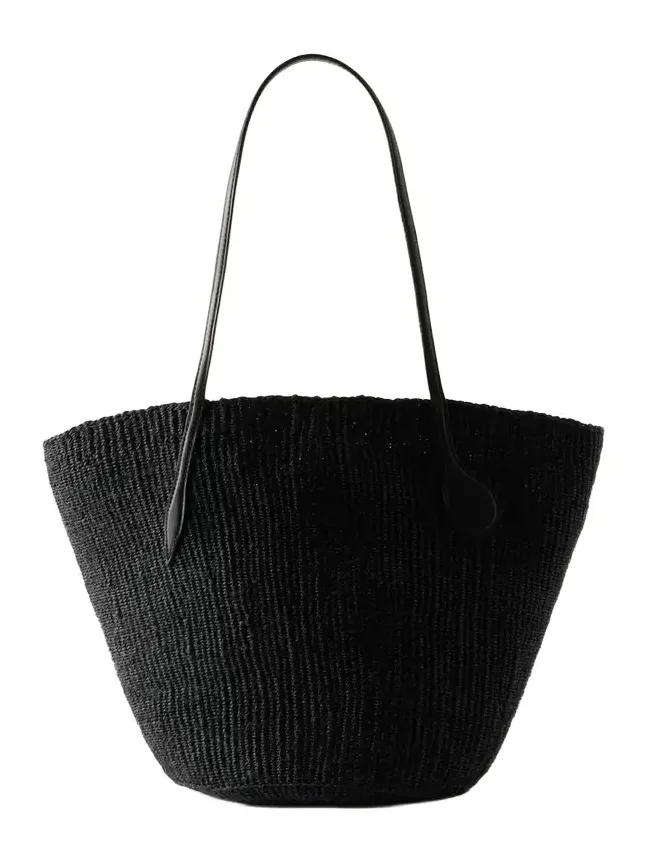 Sprout Leather-trimmed Sisal Tote Bag