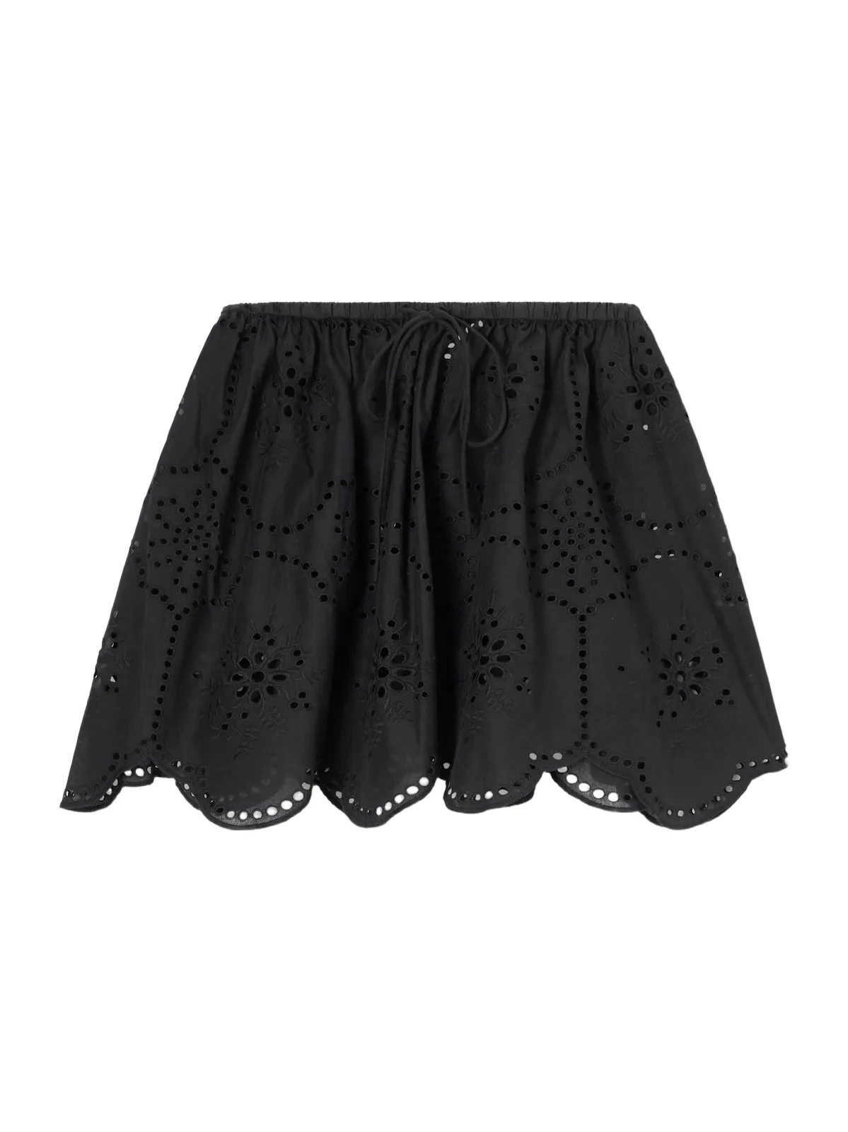 Scalloped Broderie Anglaise-trimmed Cotton Mini Skirt
