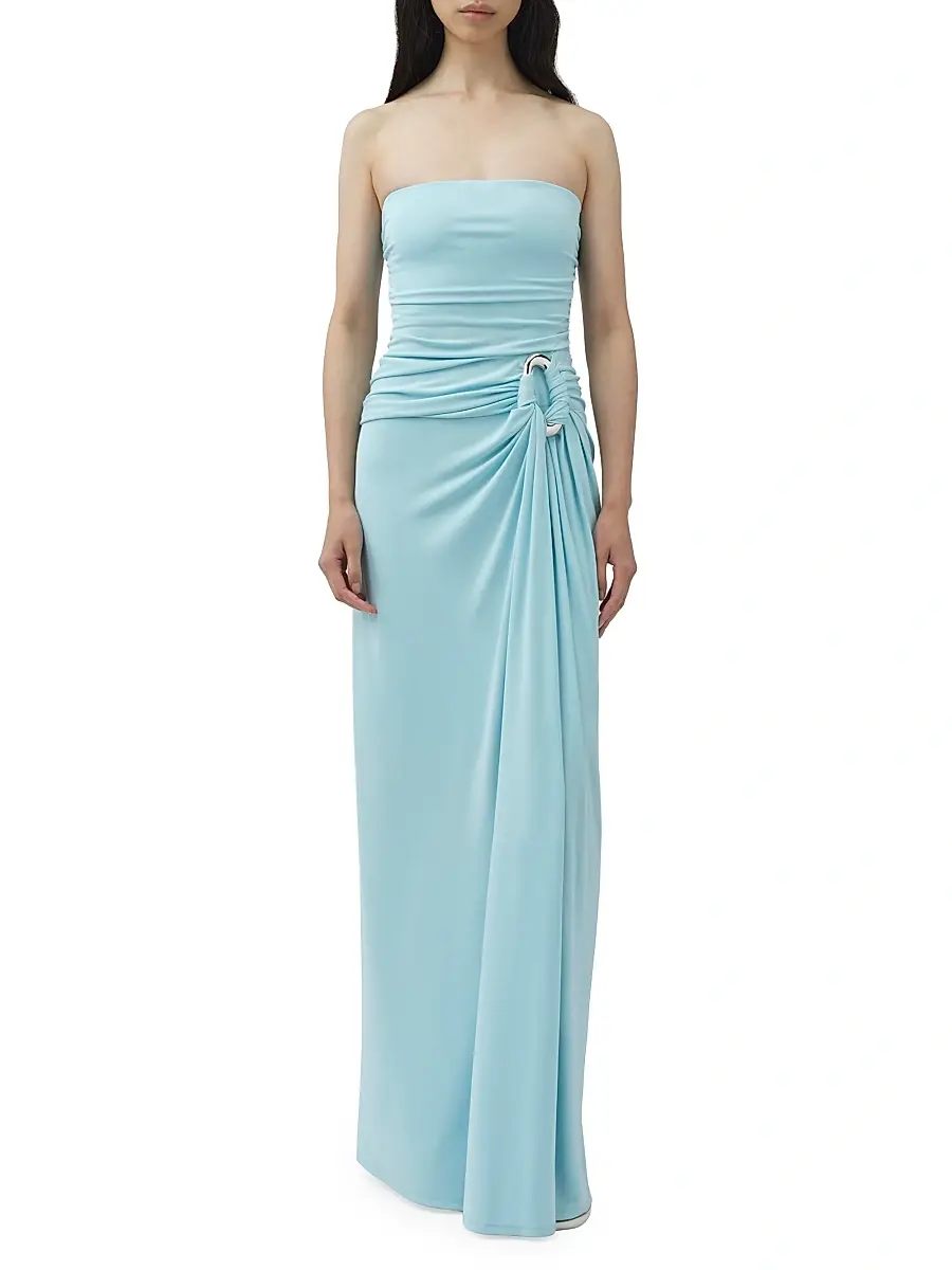 SIMKHAI Women's Emma Ruched Bustier Gown - Pool | Thumbnail 2 SIMKHAI Women's Emma Ruched Bustier Gown - Pool | Thumbnail 2