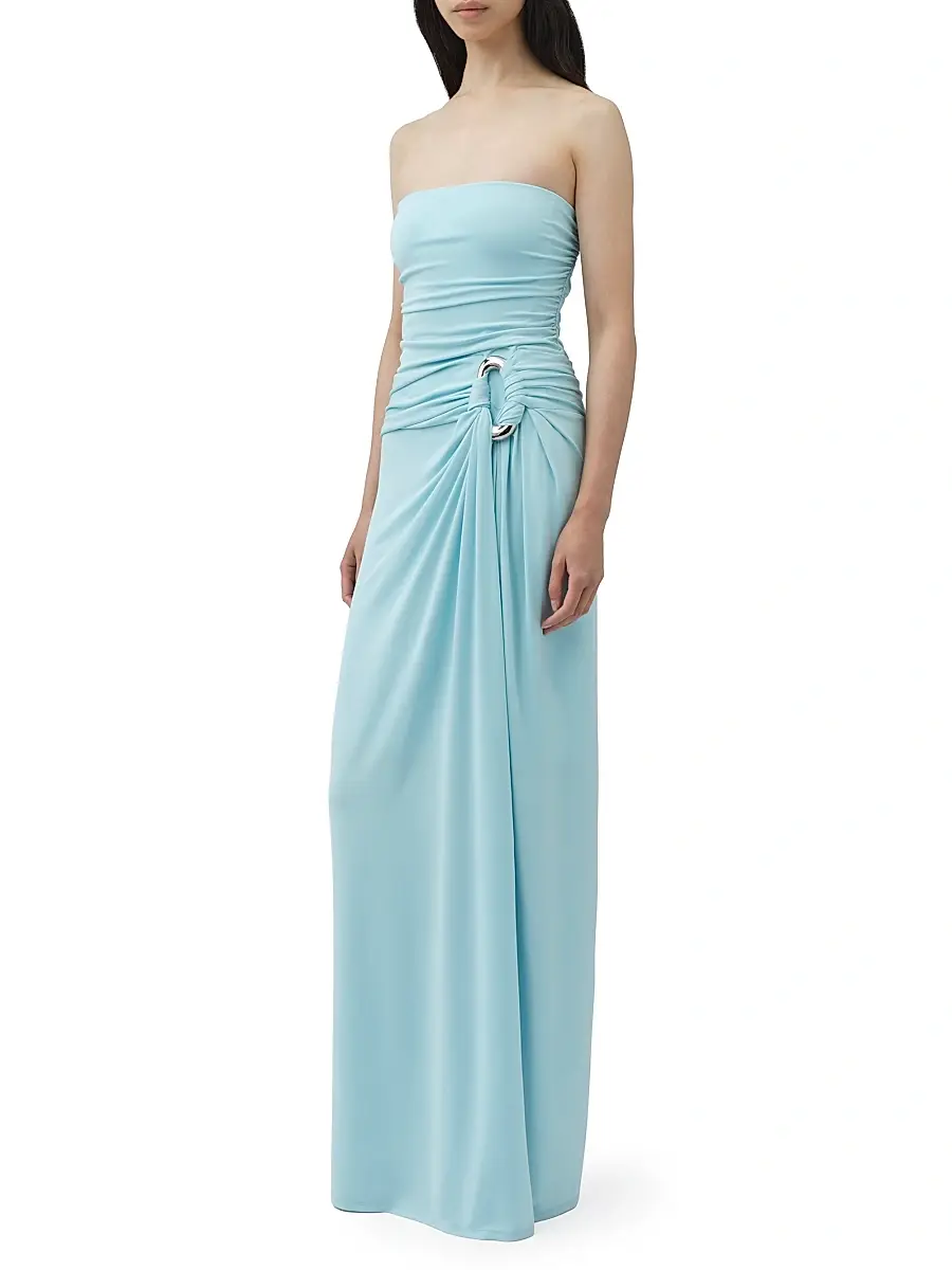 SIMKHAI Women's Emma Ruched Bustier Gown - Pool | Thumbnail 3 SIMKHAI Women's Emma Ruched Bustier Gown - Pool | Thumbnail 3