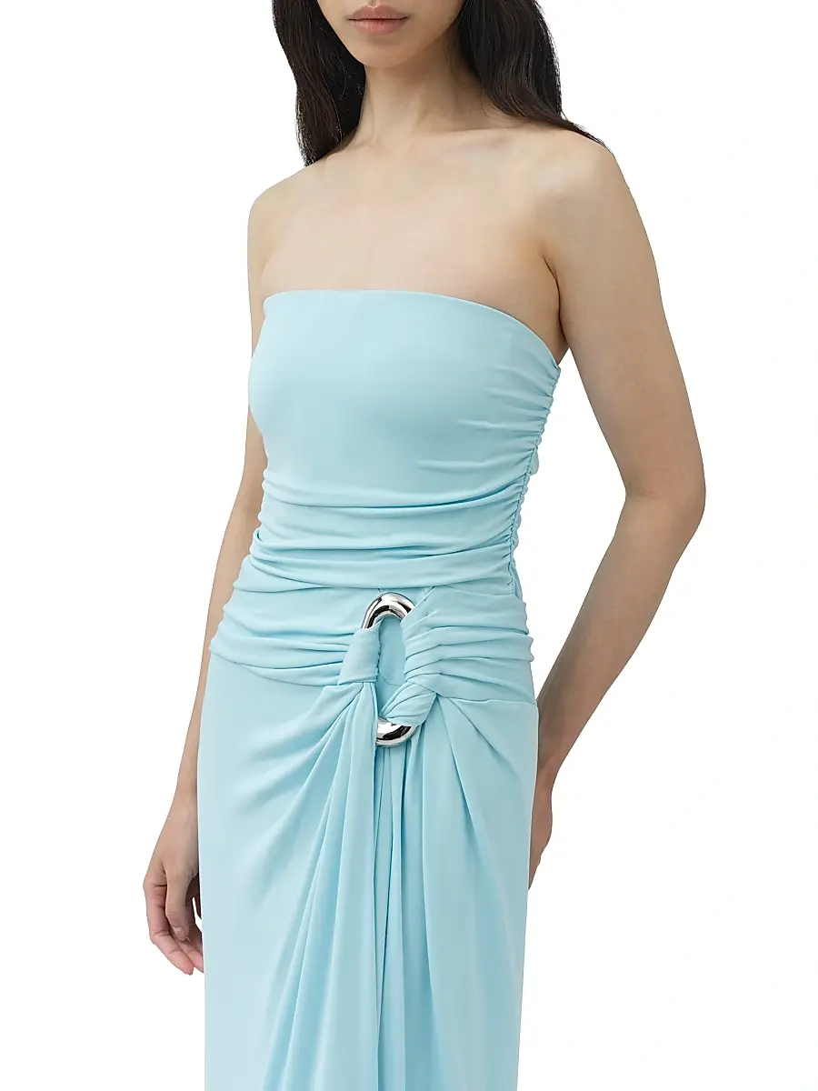 SIMKHAI Women's Emma Ruched Bustier Gown - Pool | Thumbnail 5 SIMKHAI Women's Emma Ruched Bustier Gown - Pool | Thumbnail 5