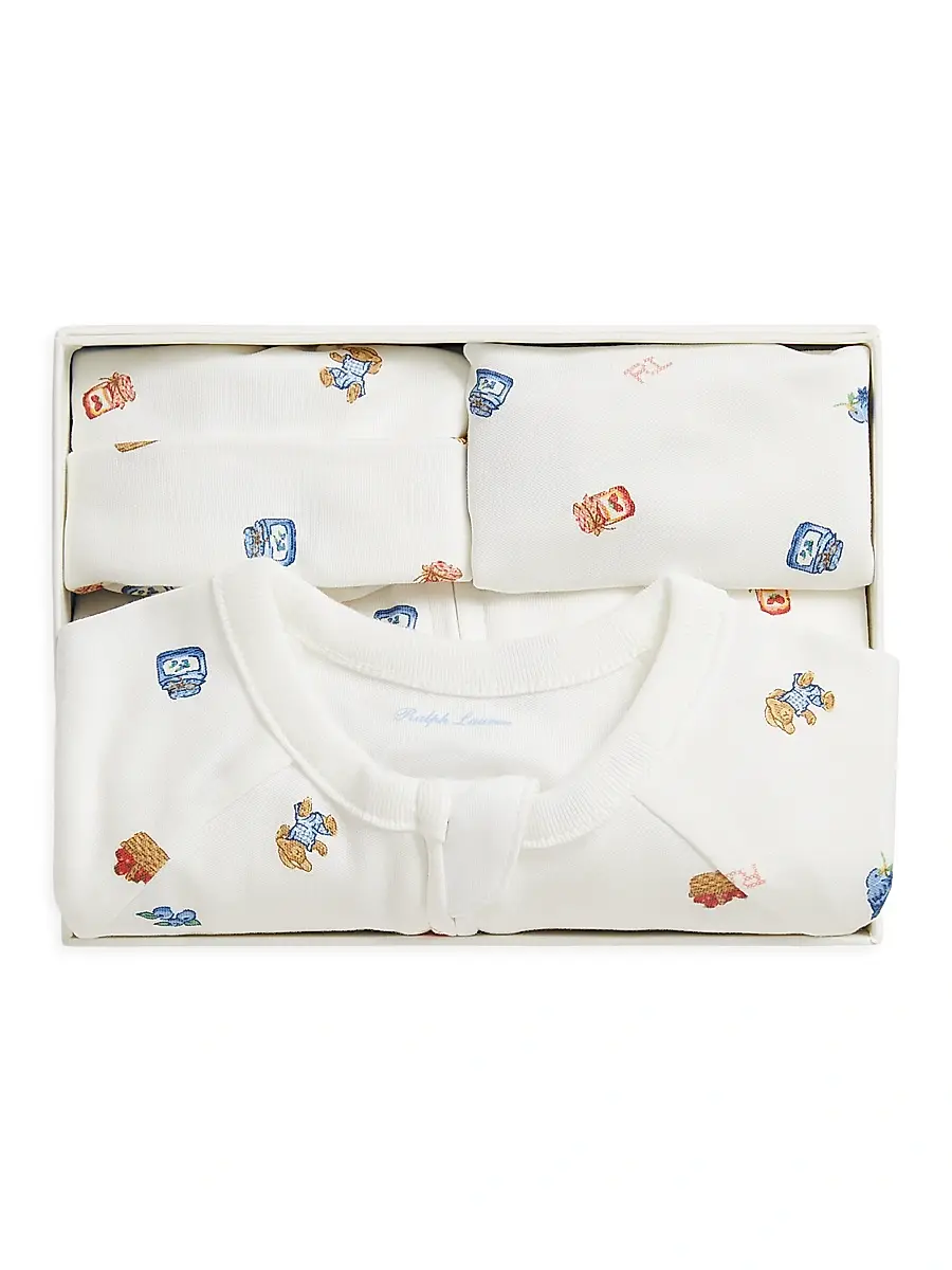 Baby's 3-Piece Polo Bear Gift Box Set - Berry Garden 6 Months Baby's 3-Piece Polo Bear Gift Box Set - Berry Garden 6 Months