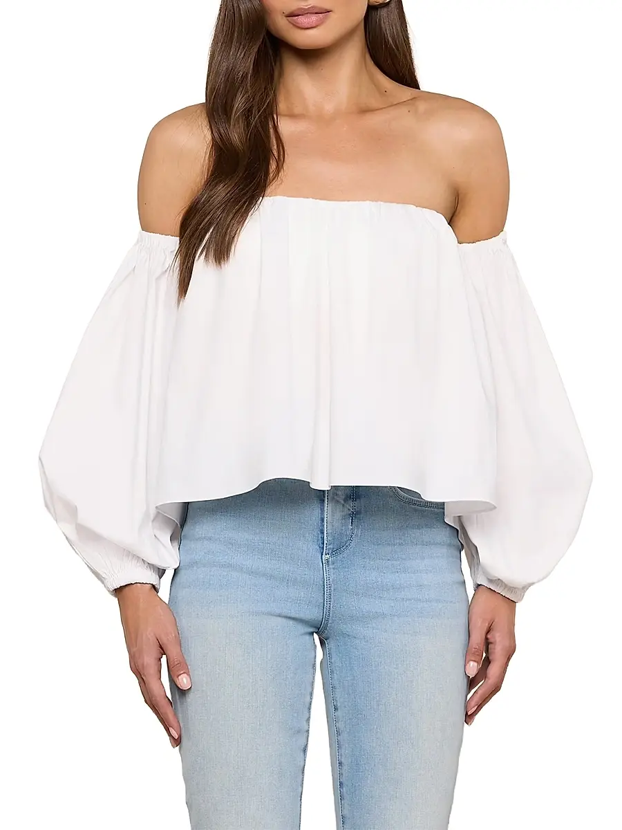 L'Agence Women's Sarai Cotton-Blend Off-The-Shoulder Top | Thumbnail 3