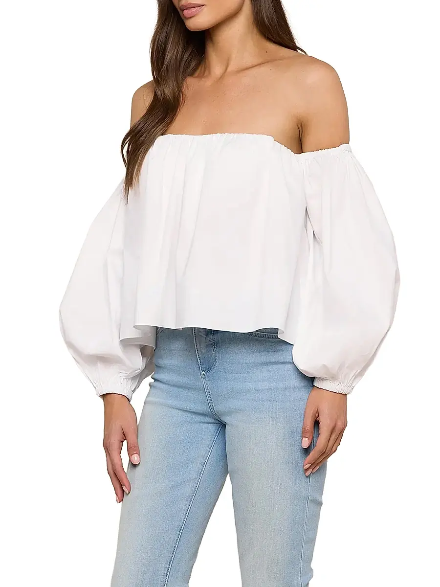 L'Agence Women's Sarai Cotton-Blend Off-The-Shoulder Top | Thumbnail 4