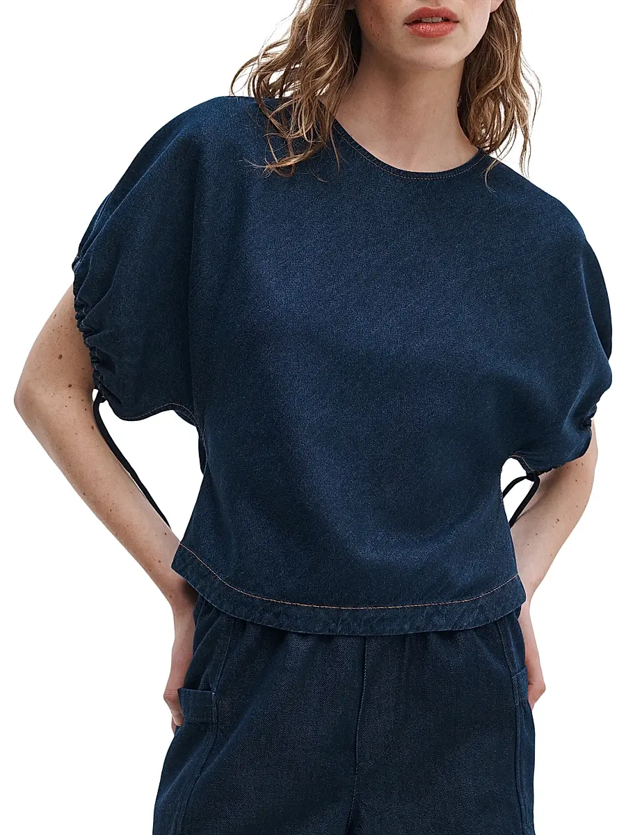 rag & bone Women's Laura Ultra Featherweight Denim Top | Thumbnail 3 rag & bone Women's Laura Ultra Featherweight Denim Top | Thumbnail 3