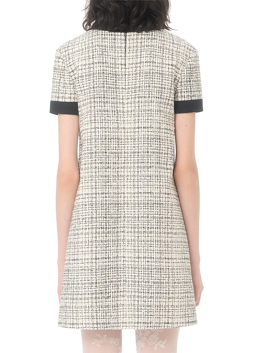 Valentino Women's Short Dress in Square Tweed - Vanilla Black | Thumbnail 5