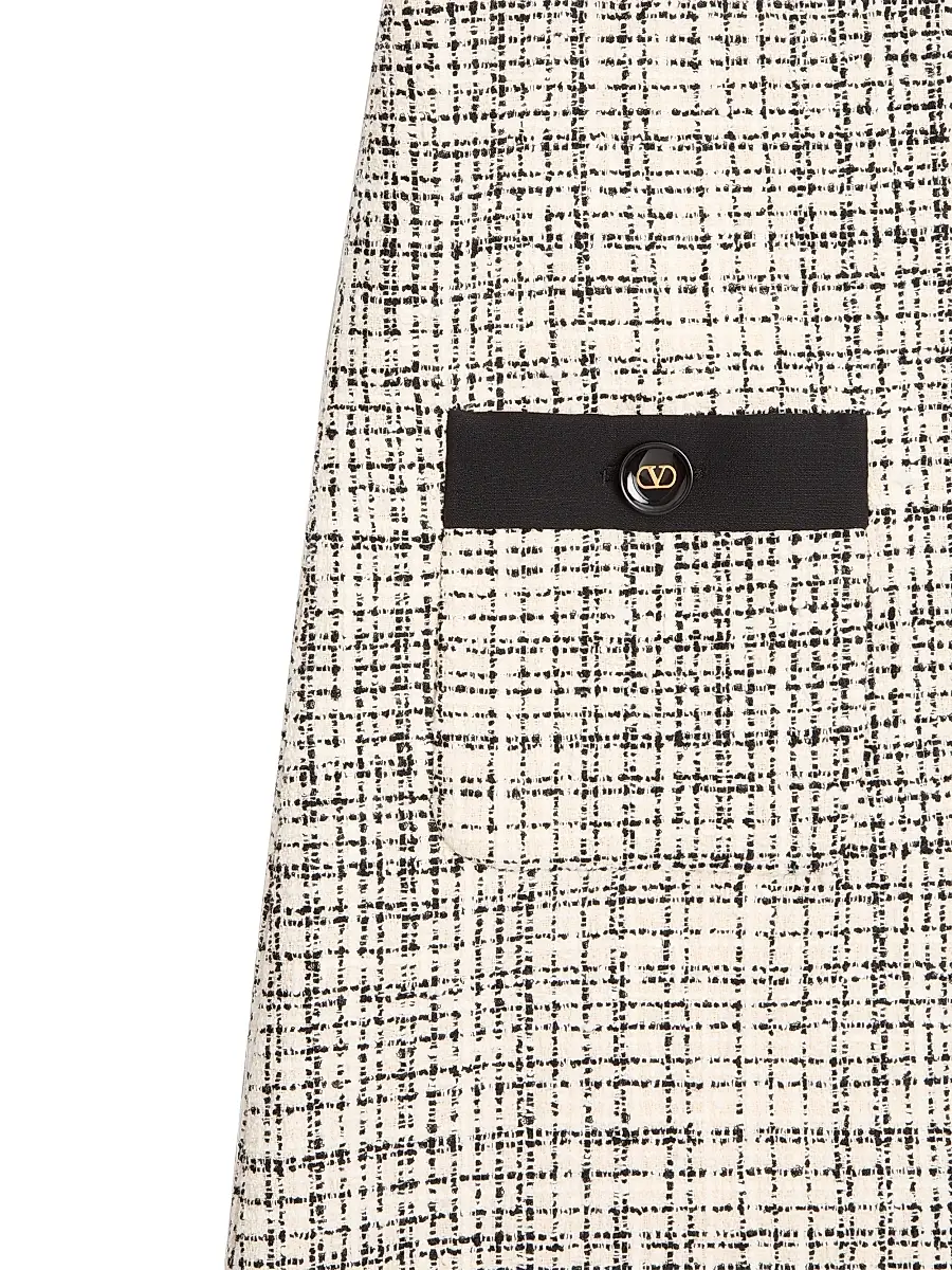 Valentino Women's Short Dress in Square Tweed - Vanilla Black | Thumbnail 7