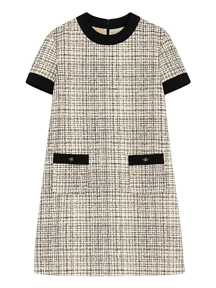 Valentino Women's Short Dress in Square Tweed - Vanilla Black