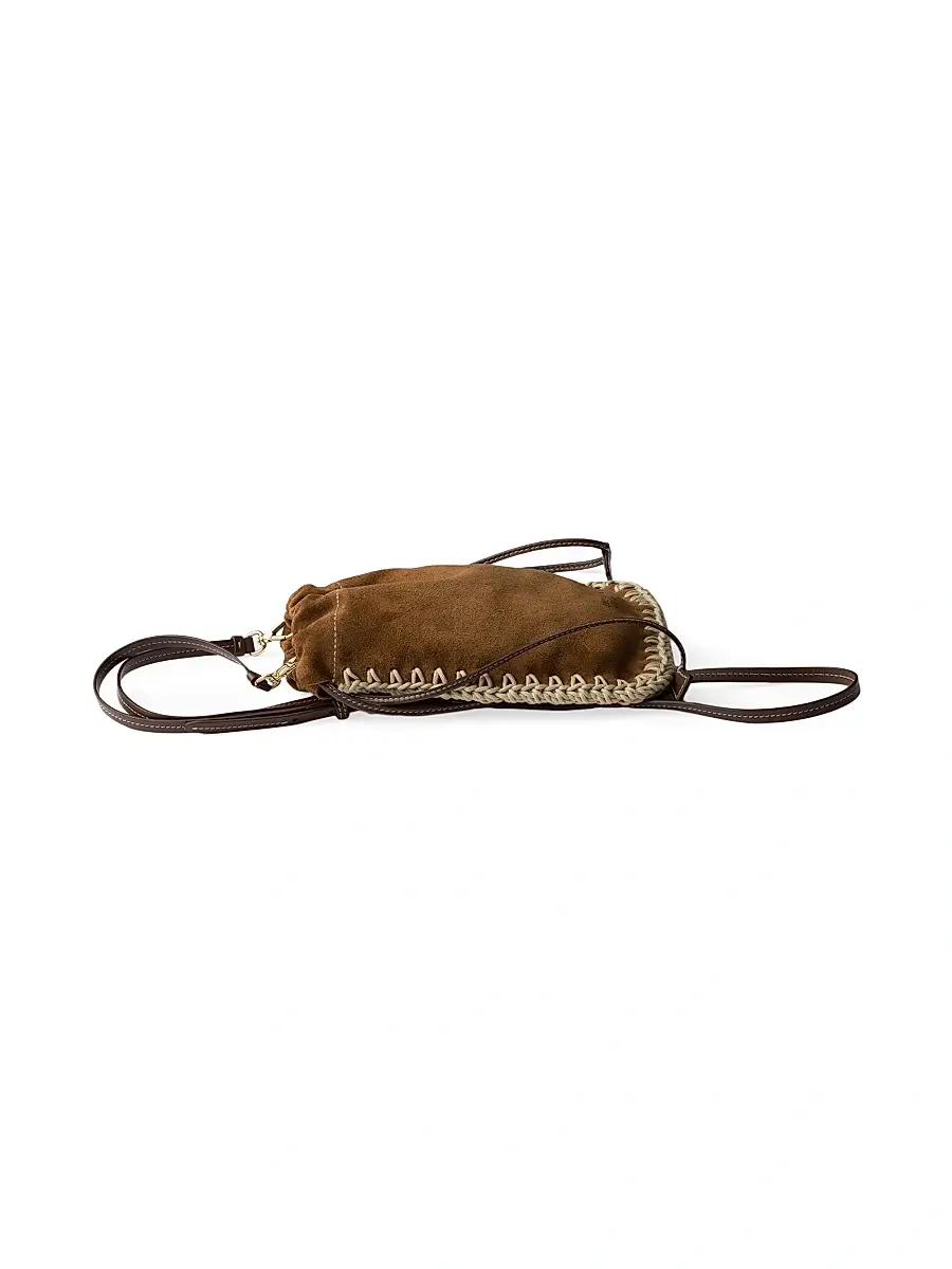 Prada Women's Suede Drawstring Case - Beige Khaki | Thumbnail 2 Prada Women's Suede Drawstring Case - Beige Khaki | Thumbnail 2