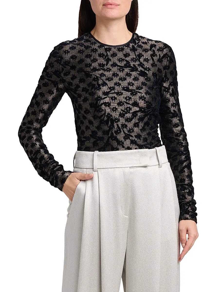Giorgio Armani Women's Floral Metallic Burnout Top | Thumbnail 3 Giorgio Armani Women's Floral Metallic Burnout Top | Thumbnail 3