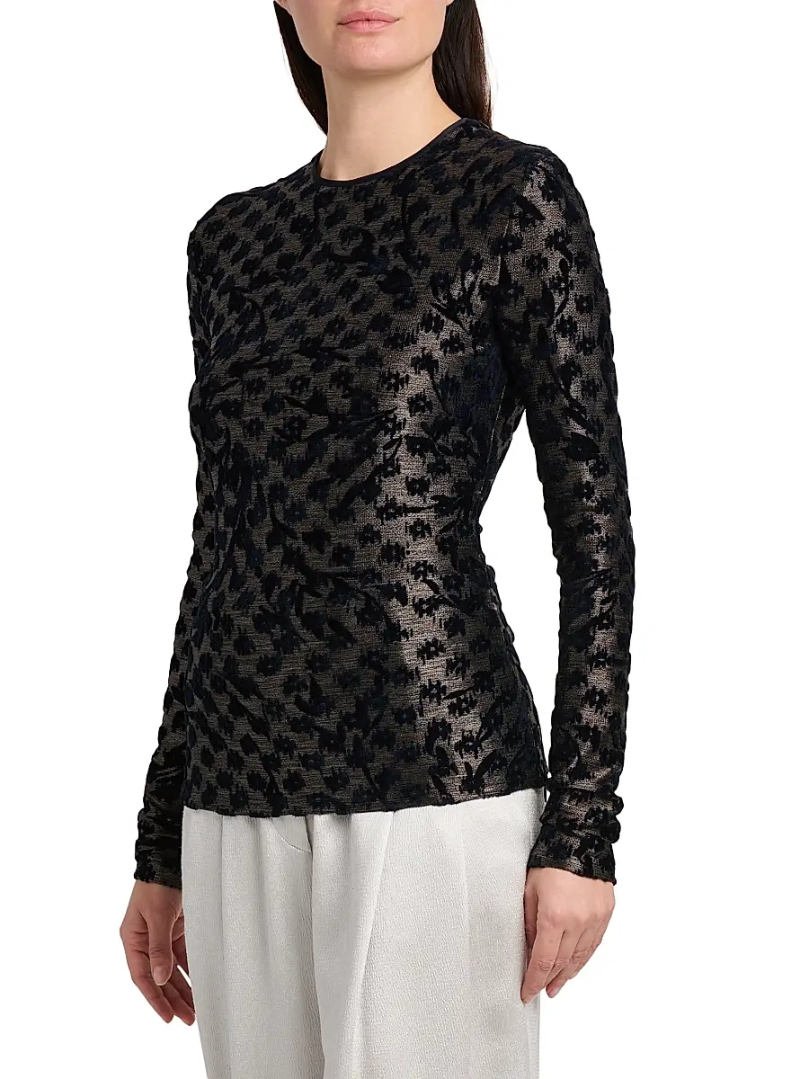 Giorgio Armani Women's Floral Metallic Burnout Top | Thumbnail 4 Giorgio Armani Women's Floral Metallic Burnout Top | Thumbnail 4