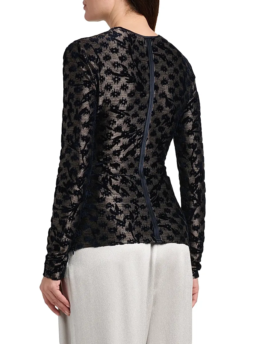 Giorgio Armani Women's Floral Metallic Burnout Top | Thumbnail 5 Giorgio Armani Women's Floral Metallic Burnout Top | Thumbnail 5