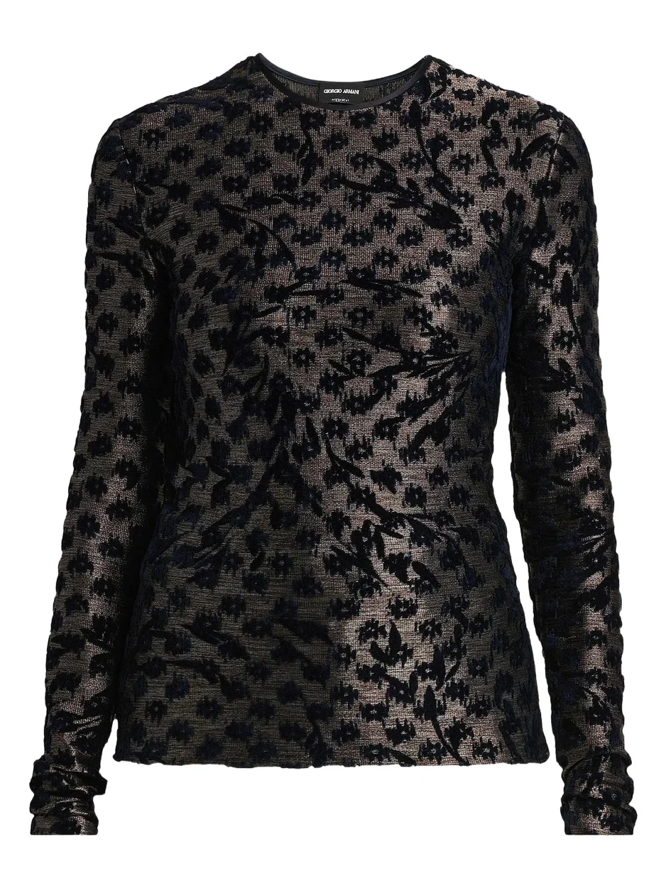 Women's Floral Metallic Burnout Top