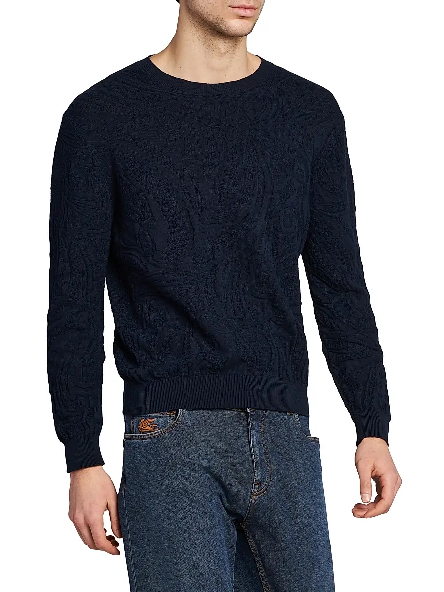 Etro Men's Roma Cotton Crewneck Sweater | Thumbnail 2 Etro Men's Roma Cotton Crewneck Sweater | Thumbnail 2