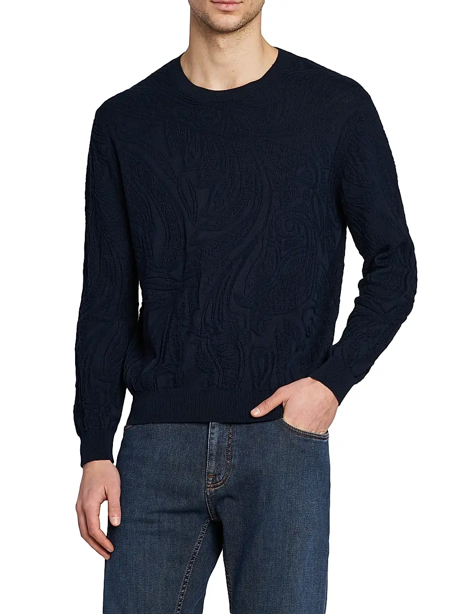 Etro Men's Roma Cotton Crewneck Sweater | Thumbnail 3 Etro Men's Roma Cotton Crewneck Sweater | Thumbnail 3