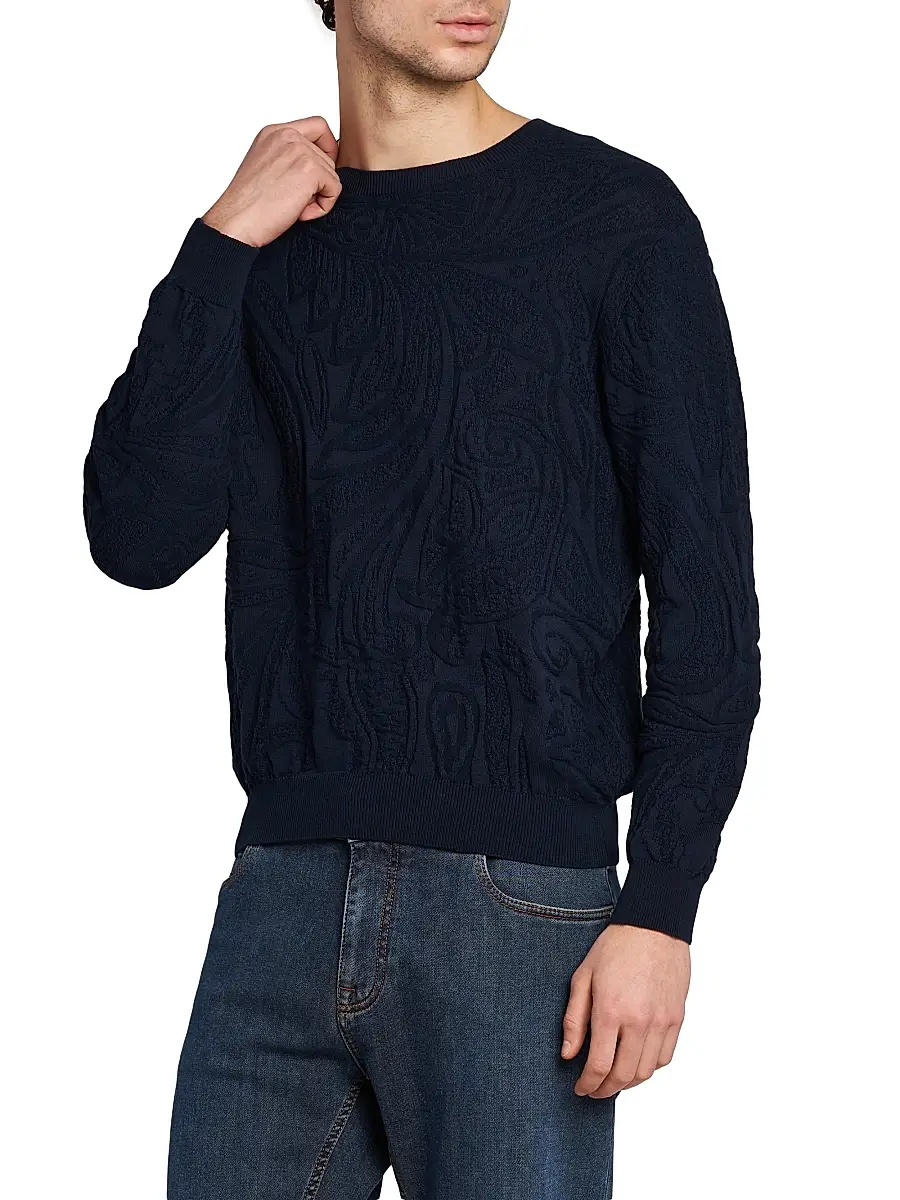 Etro Men's Roma Cotton Crewneck Sweater | Thumbnail 4 Etro Men's Roma Cotton Crewneck Sweater | Thumbnail 4