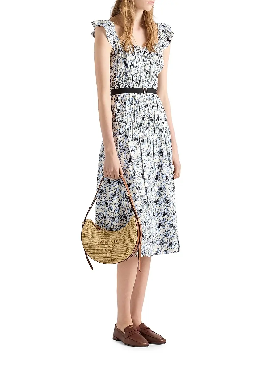 Prada Women's Arqué Small Crochet and Leather Hobo Bag | Thumbnail 4