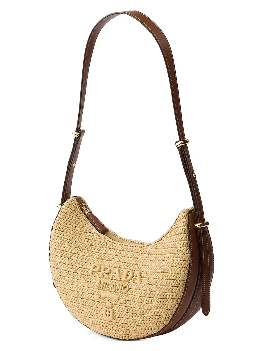Prada Women's Arqué Small Crochet and Leather Hobo Bag | Thumbnail 5