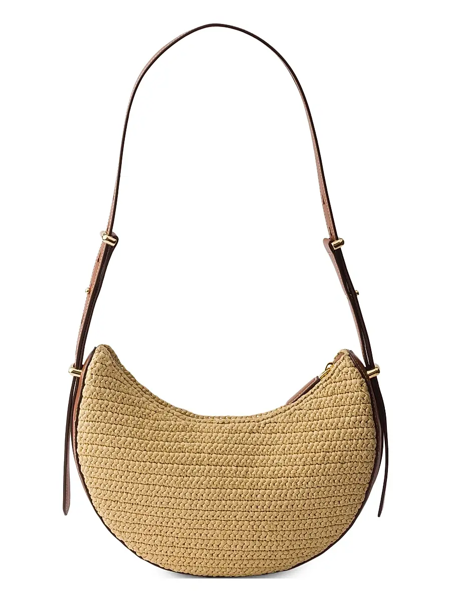 Prada Women's Arqué Small Crochet and Leather Hobo Bag | Thumbnail 6