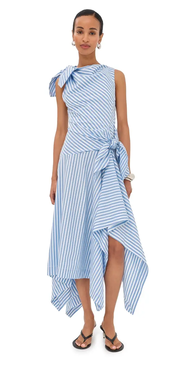 Monse Bow Drape Cascade Dress Sky Blue | Image 1 Monse Bow Drape Cascade Dress Sky Blue | Image 1