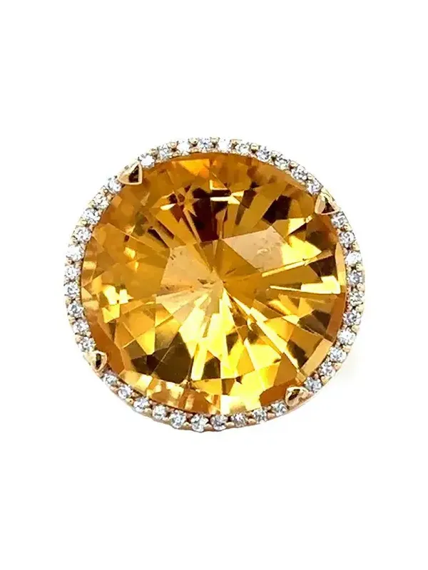 Diamond Citrine Round Ring