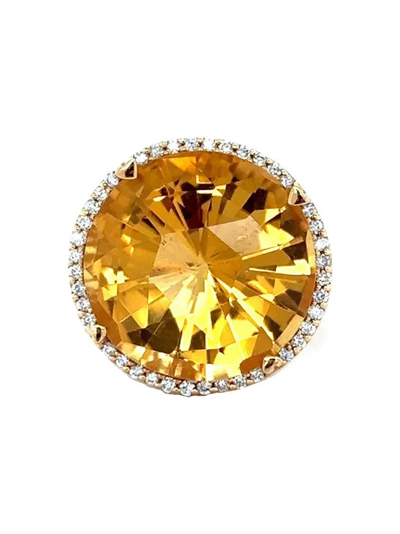 LISA NIK Diamond Citrine Round Ring