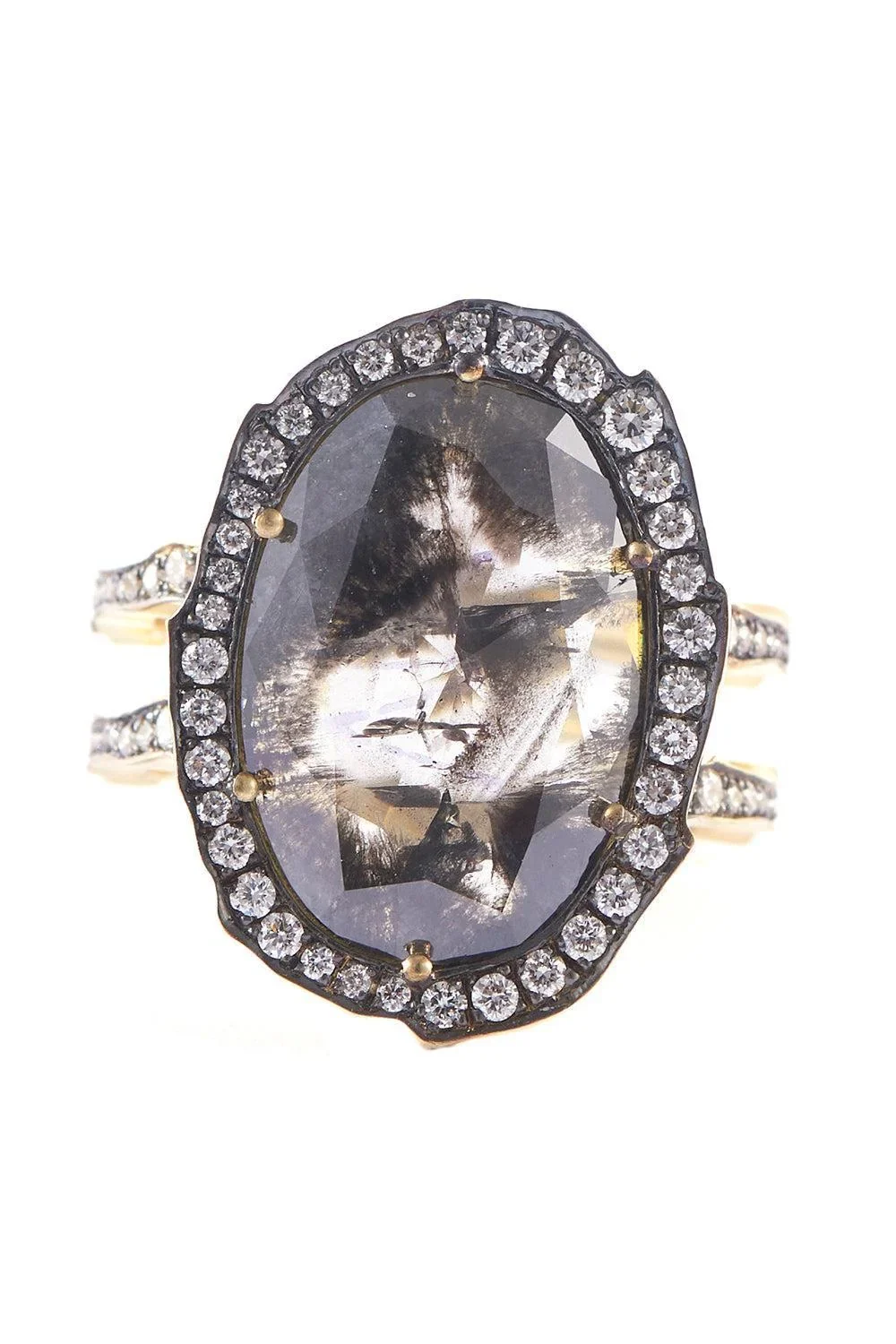 Diamond Oval Rustic Double Shank Ring Diamond Oval Rustic Double Shank Ring