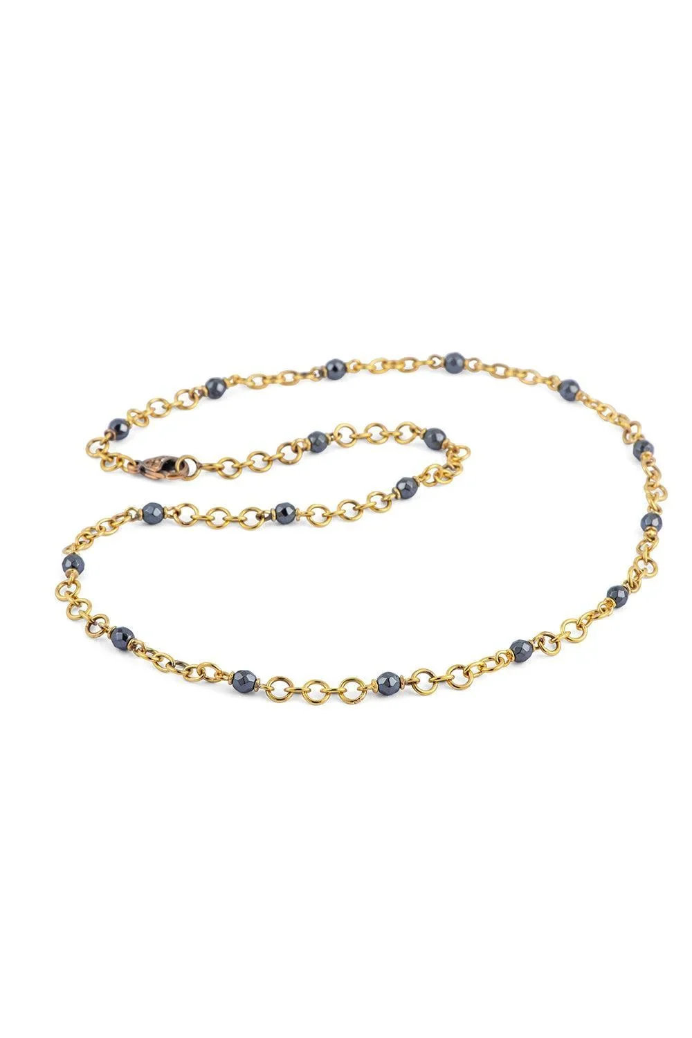 Sylva & Cie Hematite Small Bead Chain Necklace