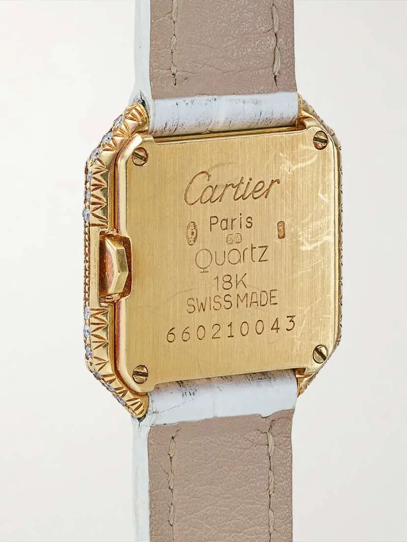 Stephanie Windsor + Cartier Vintage 1980s Mini Ceinture 20mm 18-karat Gold, Diamond, Mother-of-pearl And Leather Watch (fits Up To 6'' Wrist) | Thumbnail 4 Stephanie Windsor + Cartier Vintage 1980s Mini Ceinture 20mm 18-karat Gold, Diamond, Mother-of-pearl And Leather Watch (fits Up To 6'' Wrist) | Thumbnail 4