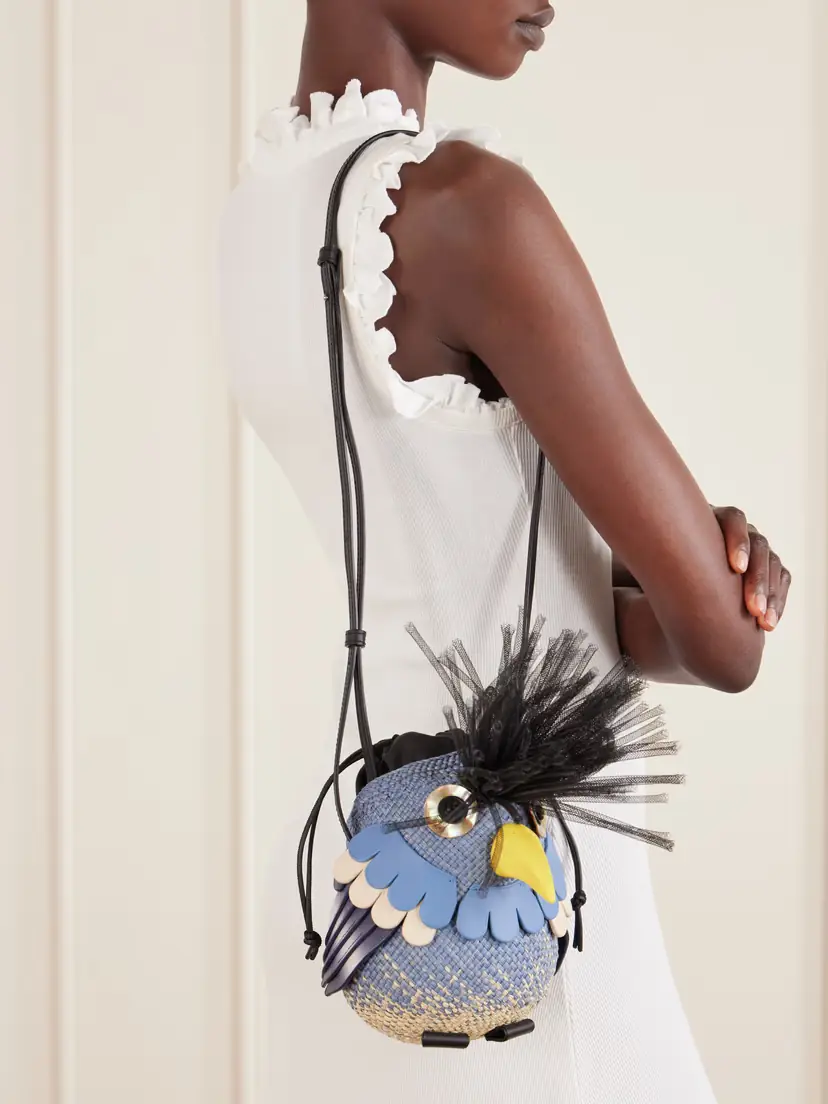 Loewe + Paula's Ibiza Leather-trimmed Woven Raffia Shoulder Bag | Thumbnail 2 Loewe + Paula's Ibiza Leather-trimmed Woven Raffia Shoulder Bag | Thumbnail 2