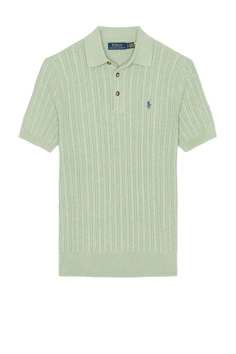 Polo Ralph Lauren Short Sleeve Featherweight Cable Knit 3-button Placket Polo Sweater | Thumbnail 4 Polo Ralph Lauren Short Sleeve Featherweight Cable Knit 3-button Placket Polo Sweater | Thumbnail 4