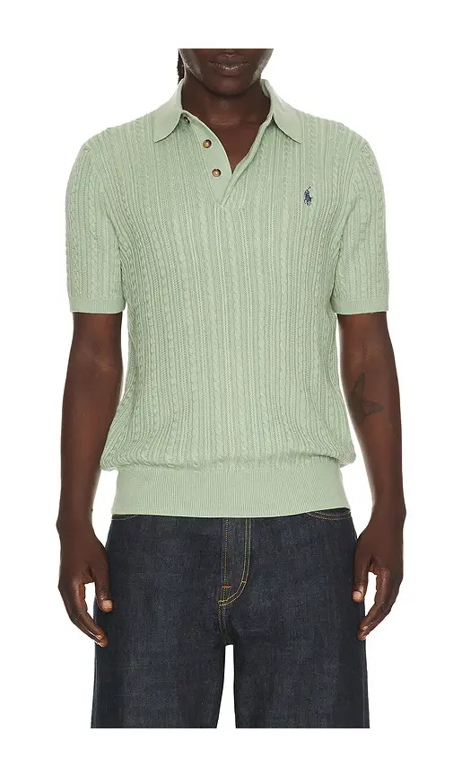 Polo Ralph Lauren Short Sleeve Featherweight Cable Knit 3-button Placket Polo Sweater | Thumbnail 6 Polo Ralph Lauren Short Sleeve Featherweight Cable Knit 3-button Placket Polo Sweater | Thumbnail 6