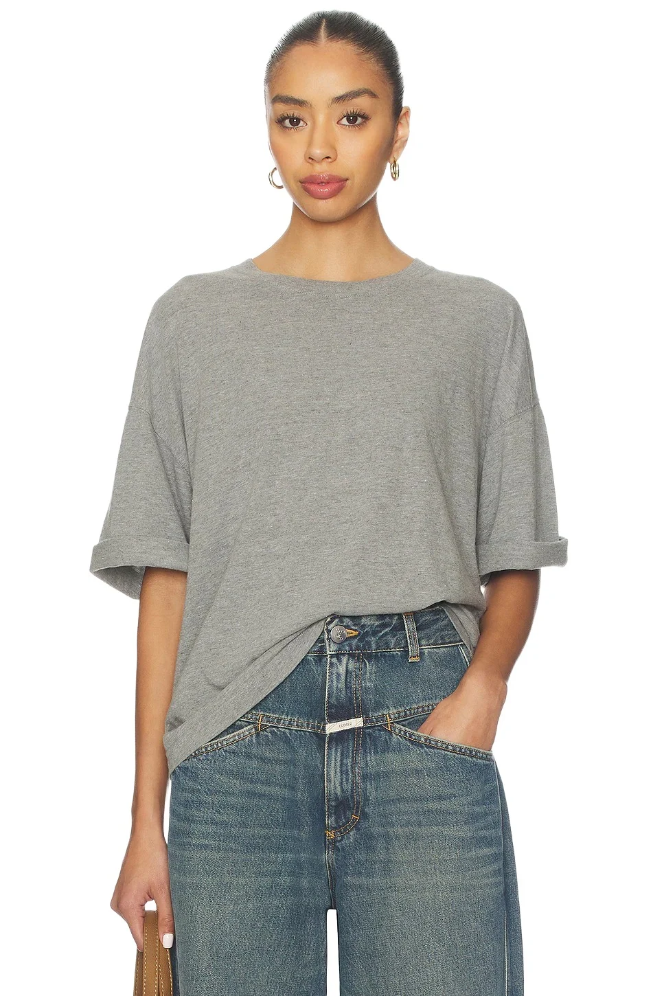 Free People x We The Free Perfect Oversized Tee In Heather Grey