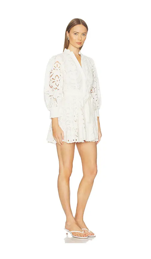 Alice + Olivia Alice + Olivia Lucy Embroidered Longsleeve Mini Shirt Dress With Tie Belt | Thumbnail 2 Alice + Olivia Alice + Olivia Lucy Embroidered Longsleeve Mini Shirt Dress With Tie Belt | Thumbnail 2