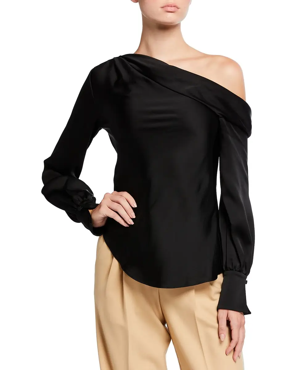 SIMKHAI Alice Satin One-Shoulder Top | Thumbnail 2 SIMKHAI Alice Satin One-Shoulder Top | Thumbnail 2