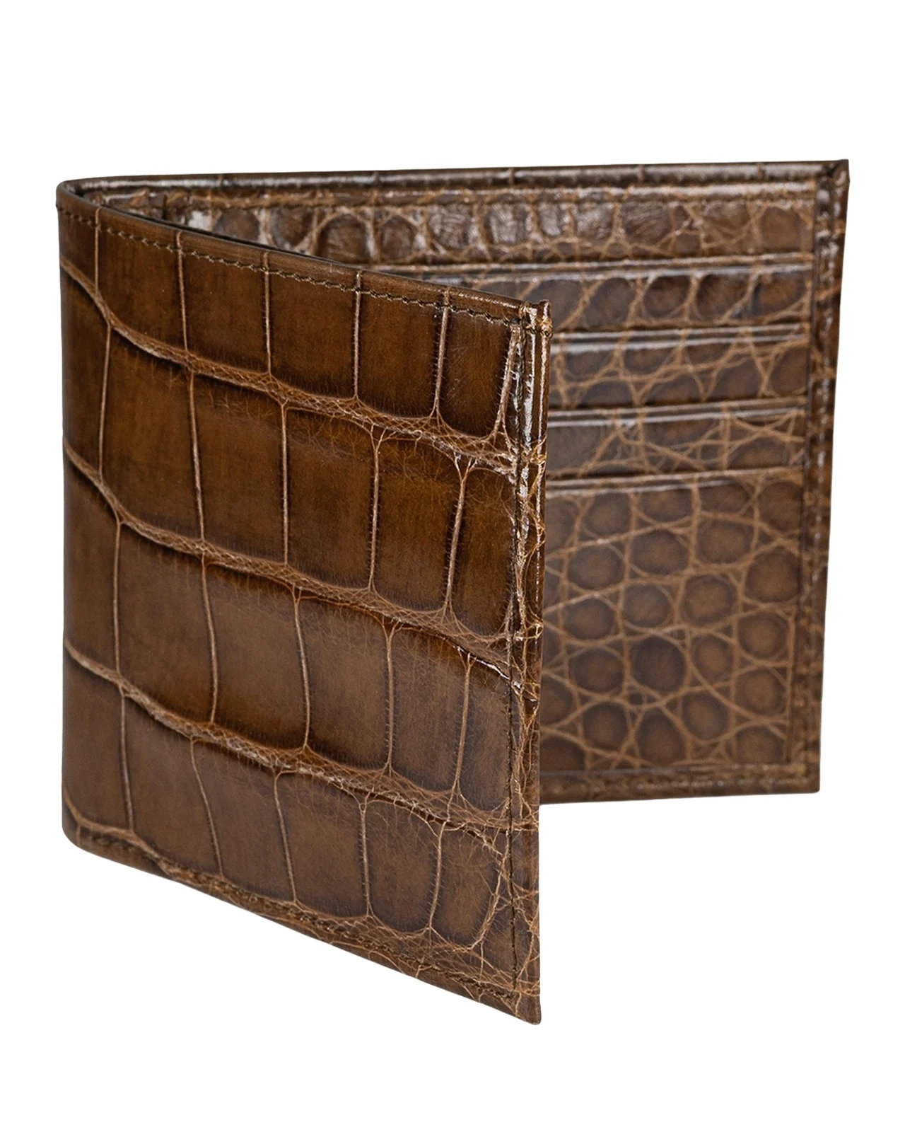 Abas Men's Glazed Alligator Bifold Wallet; Monogram Available