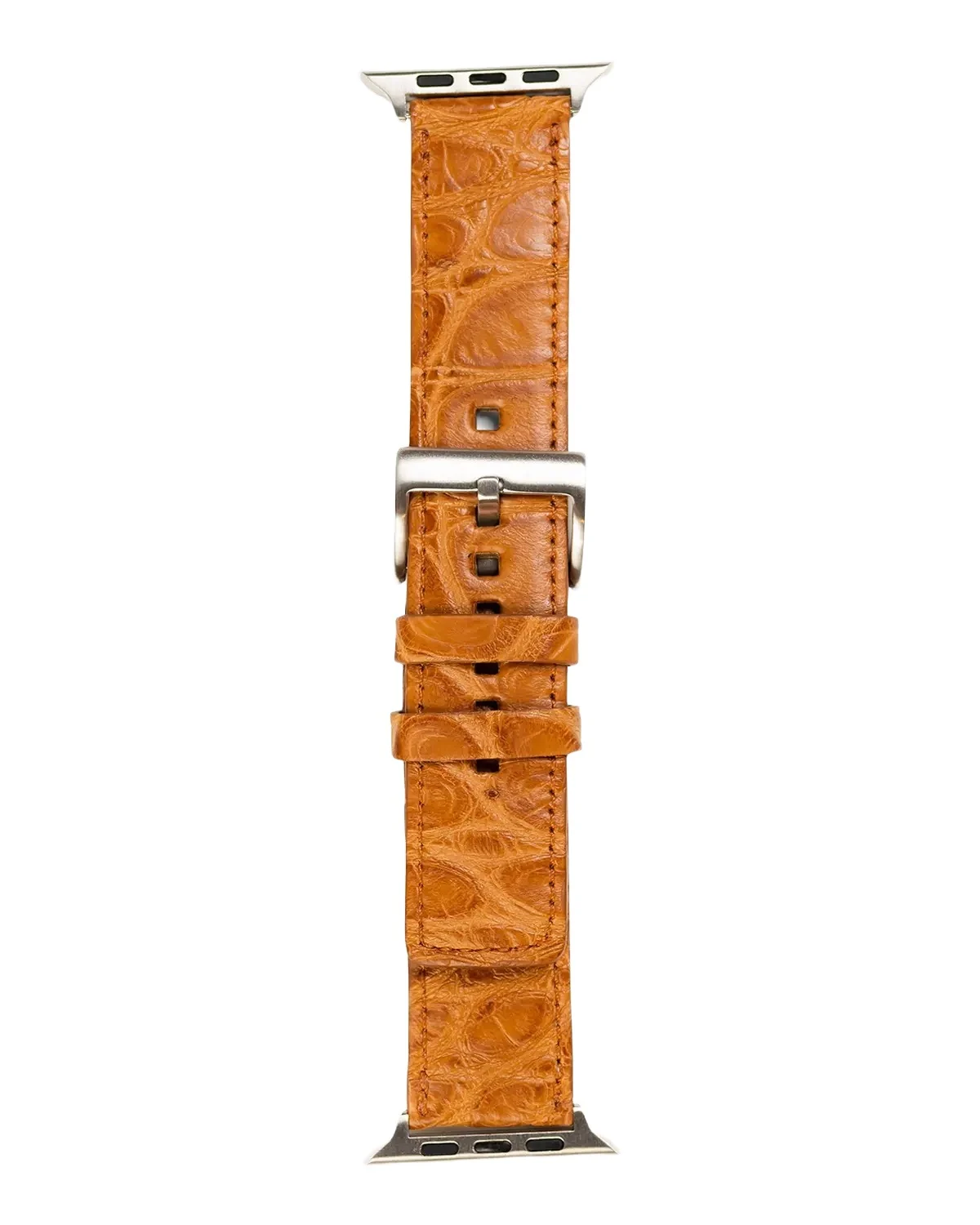 Men's Apple Watch Matte Alligator Watch Strap, Silver Finish Men's Apple Watch Matte Alligator Watch Strap, Silver Finish