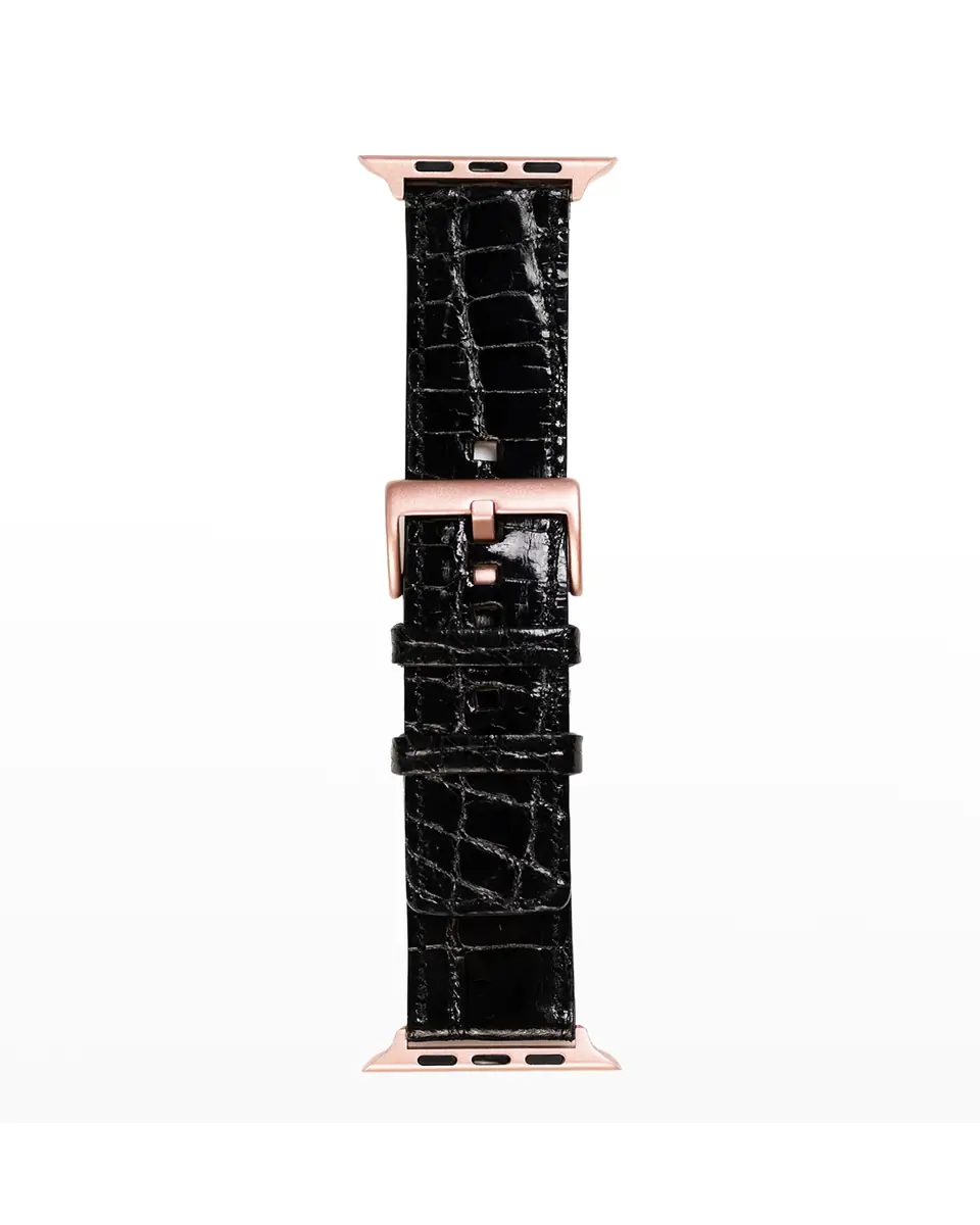 Abas Men's Apple Watch Alligator Watch Strap, Rose Gold Finish | Thumbnail 2 Abas Men's Apple Watch Alligator Watch Strap, Rose Gold Finish | Thumbnail 2