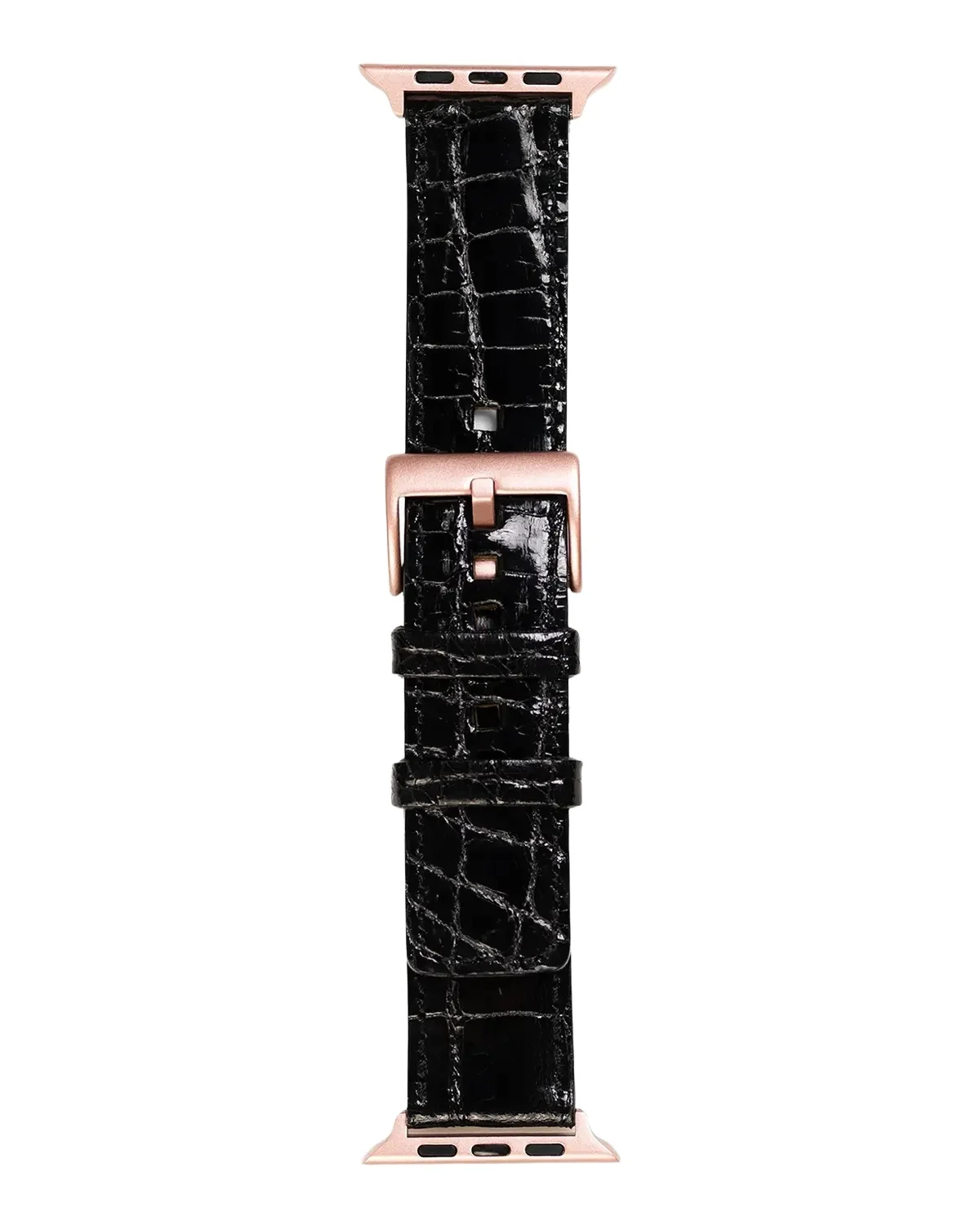 Abas Men's Apple Watch Alligator Watch Strap, Rose Gold Finish