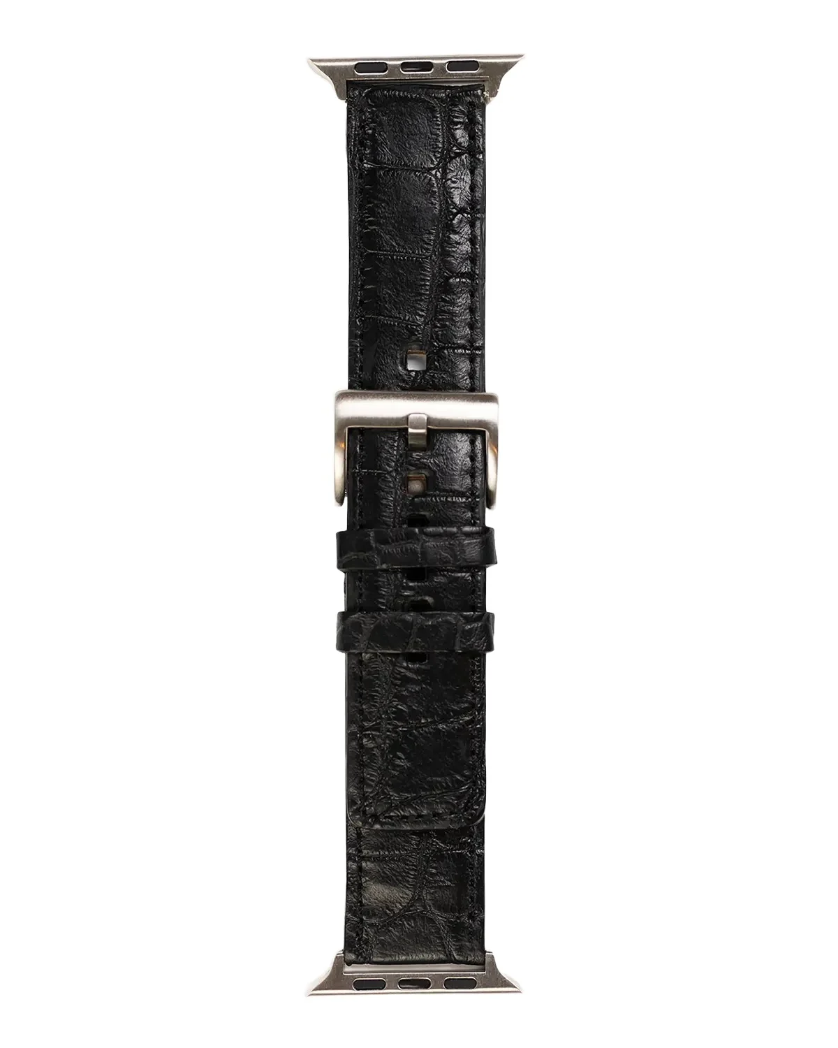 Men's Apple Watch Matte Alligator Watch Strap, Silver Finish Men's Apple Watch Matte Alligator Watch Strap, Silver Finish