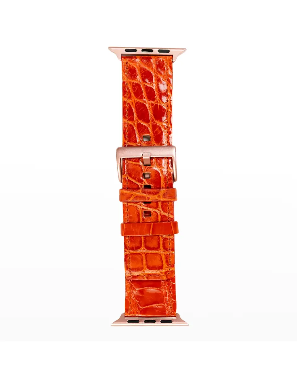 Abas Men's Apple Watch Alligator Watch Strap, Rose Gold Finish | Thumbnail 2 Abas Men's Apple Watch Alligator Watch Strap, Rose Gold Finish | Thumbnail 2