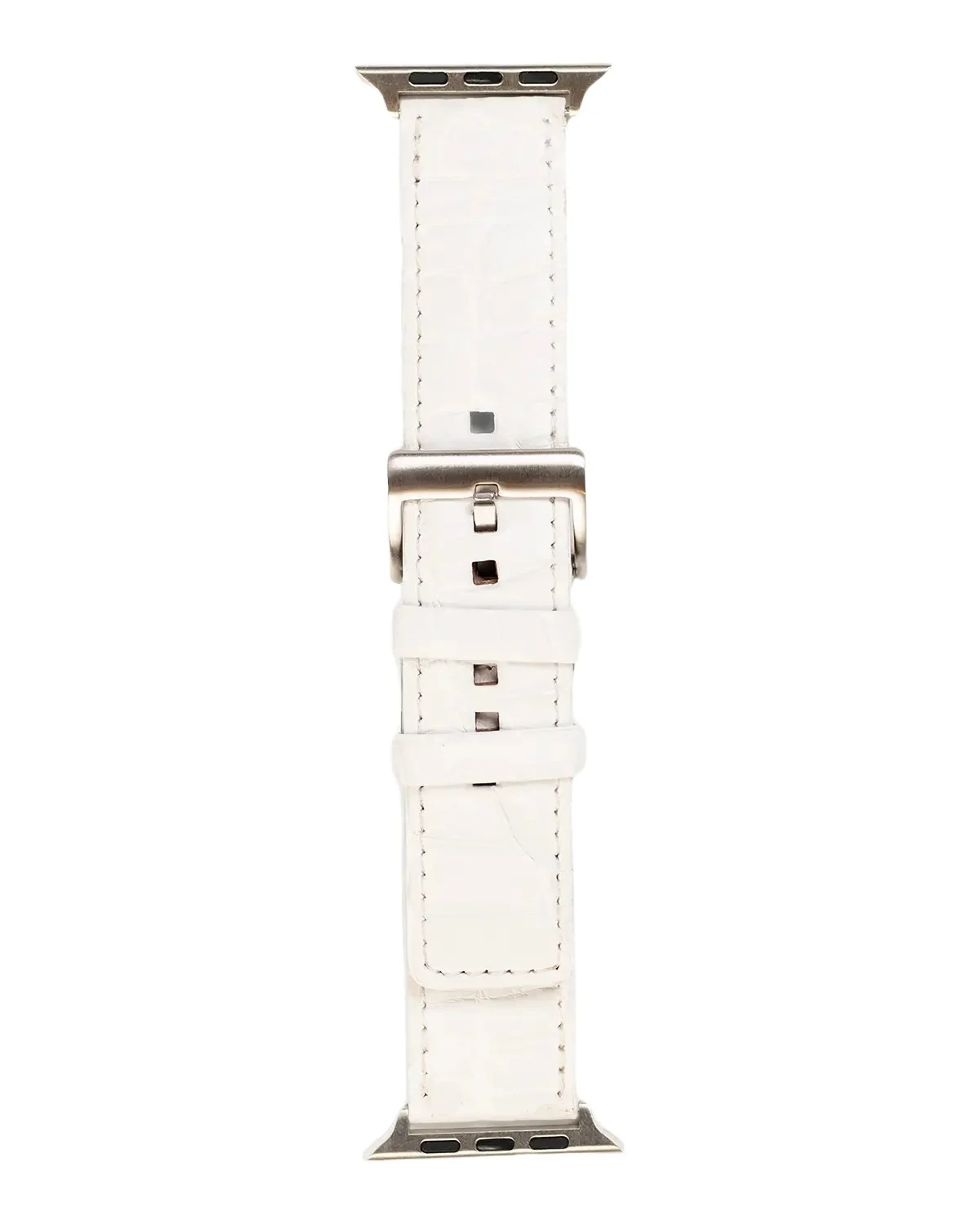 Abas Men's Apple Watch Matte Alligator Watch Strap, Silver Finish