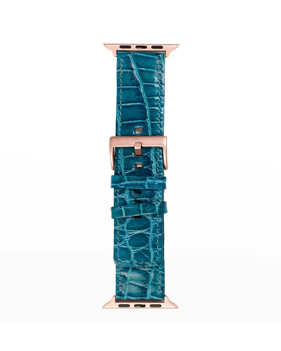 Abas Men's Apple Watch Alligator Watch Strap, Rose Gold Finish | Thumbnail 2 Abas Men's Apple Watch Alligator Watch Strap, Rose Gold Finish | Thumbnail 2