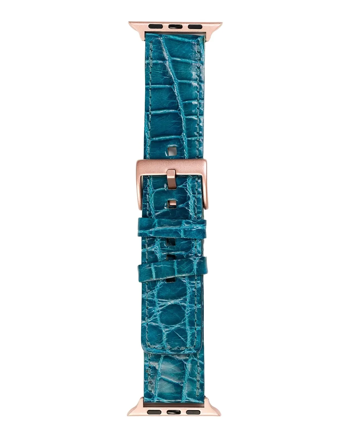 Abas Men's Apple Watch Alligator Watch Strap, Rose Gold Finish