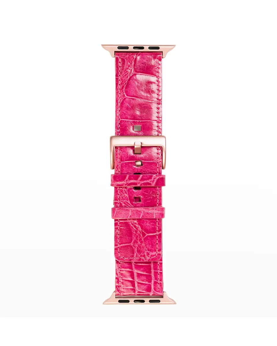 Abas Men's Apple Watch Alligator Watch Strap, Rose Gold Finish | Thumbnail 2 Abas Men's Apple Watch Alligator Watch Strap, Rose Gold Finish | Thumbnail 2