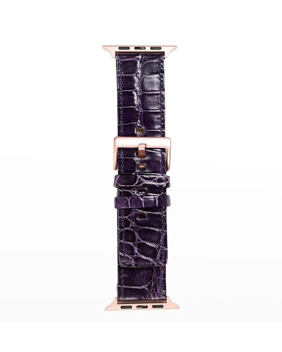 Abas Men's Apple Watch Alligator Watch Strap, Rose Gold Finish | Thumbnail 2 Abas Men's Apple Watch Alligator Watch Strap, Rose Gold Finish | Thumbnail 2