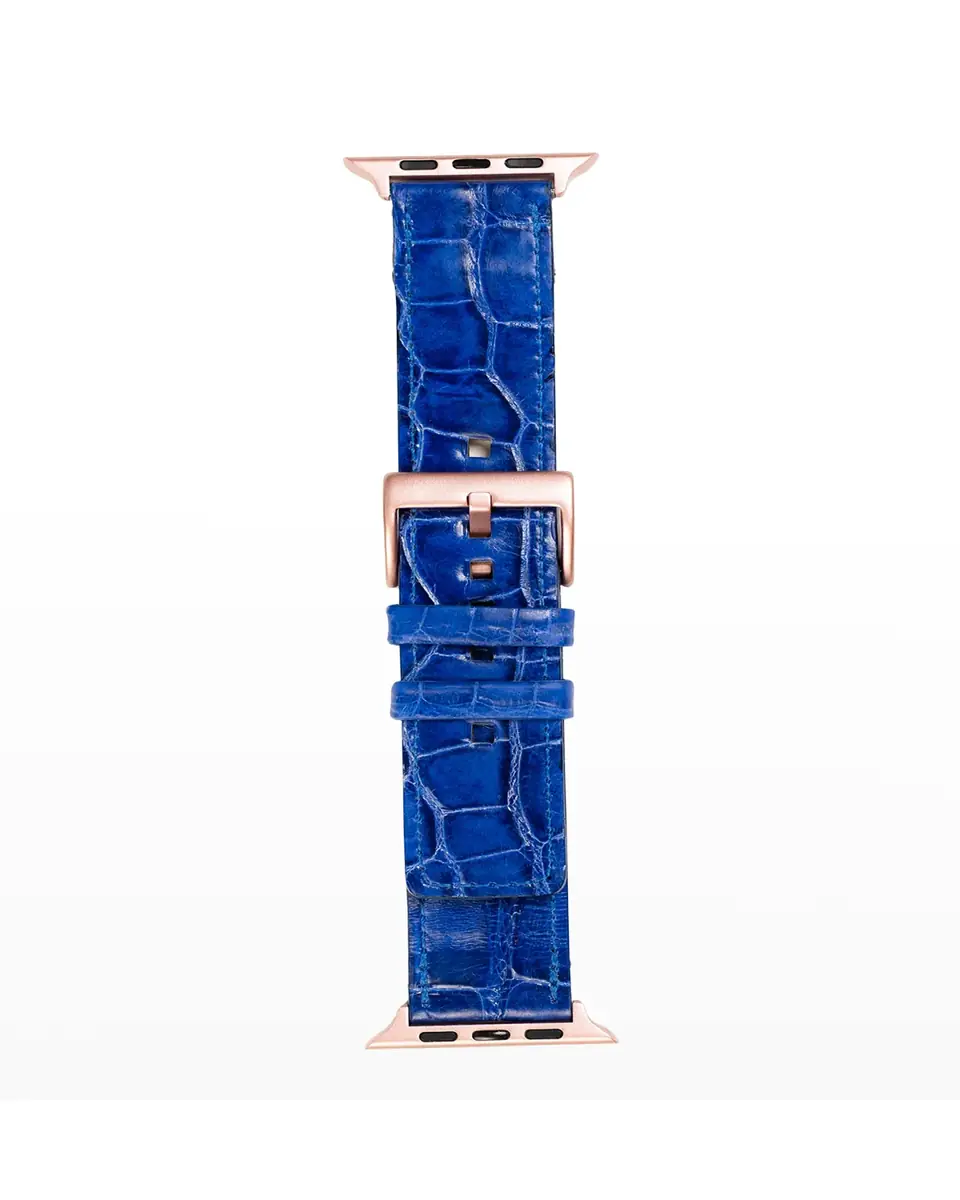 Abas Men's Apple Watch Alligator Watch Strap, Rose Gold Finish | Thumbnail 2 Abas Men's Apple Watch Alligator Watch Strap, Rose Gold Finish | Thumbnail 2
