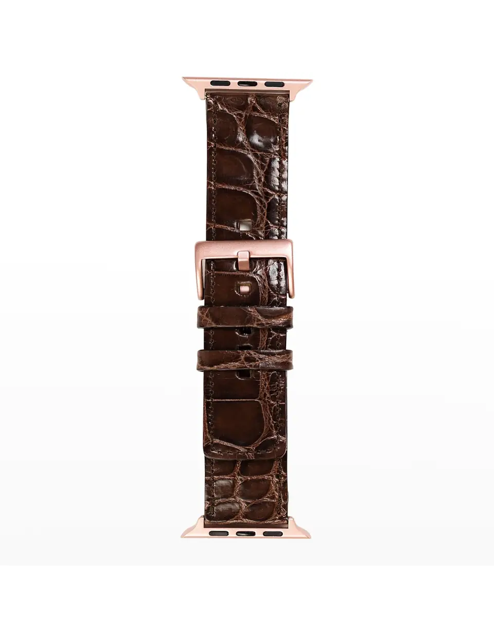 Abas Men's Apple Watch Alligator Watch Strap, Rose Gold Finish | Thumbnail 2 Abas Men's Apple Watch Alligator Watch Strap, Rose Gold Finish | Thumbnail 2