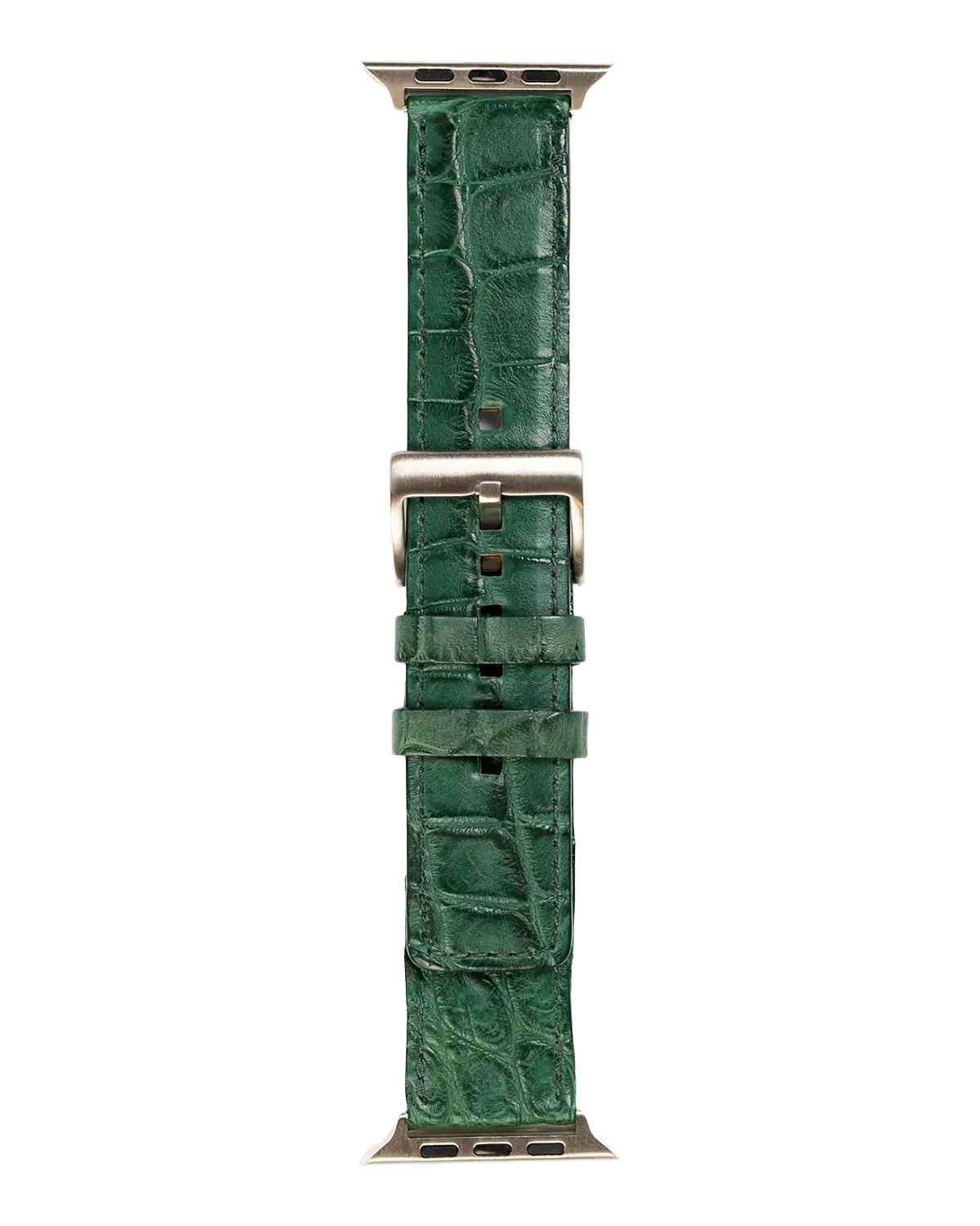 Men's Apple Watch Matte Alligator Watch Strap, Silver Finish Men's Apple Watch Matte Alligator Watch Strap, Silver Finish